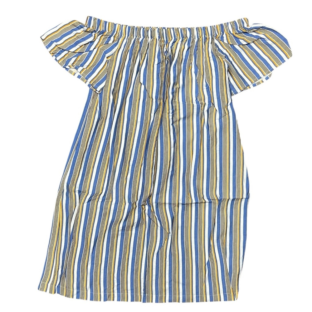 Modcloth Off Shoulder Rayon Mini Dress Cape Cod Cutie Blue Size Medium